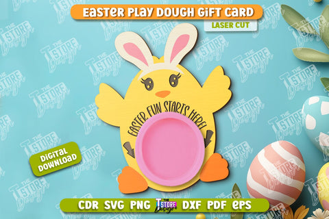 Easter Play Dough Gift Card | Creative Play Dough Greeting Card | Personalized Artwork Card | CNC File SVG The T Store Design 