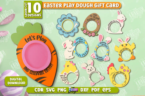 Easter Play Dough Gift Cards Bundle | Creative Play Dough Greeting Card | Personalized Artwork Card | CNC Files SVG The T Store Design 