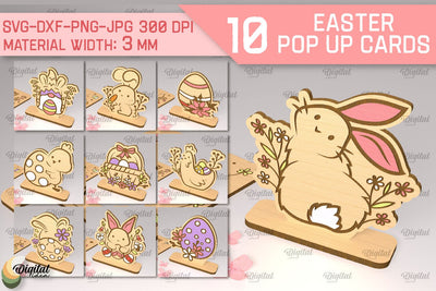 Easter Pop Up Card SVG Bundle. Greeting Easter Card Laser Cut SVG Evgenyia Guschina 