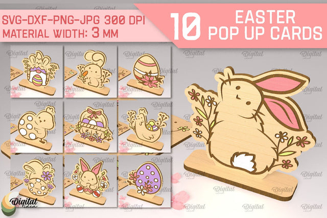 Easter Pop Up Card SVG Bundle. Greeting Easter Card Laser Cut SVG Evgenyia Guschina 