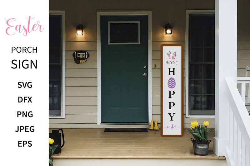 Easter Porch Sign SVG. Hoppy Easter Vertical Sign SVG - So Fontsy