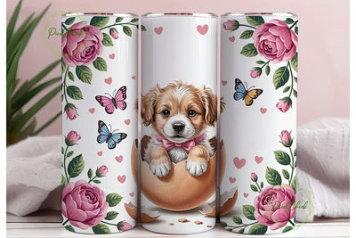 Easter Puppy Tumbler Wrap PNG Sublimation PixelChick 