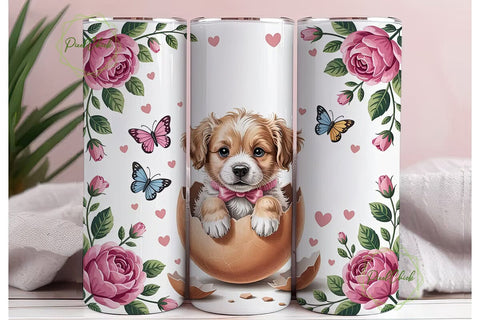 Easter Puppy Tumbler Wrap PNG Sublimation PixelChick 