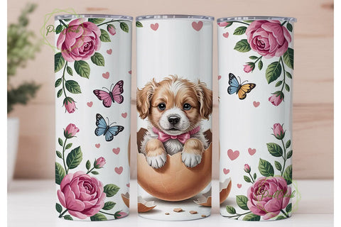 Easter Puppy Tumbler Wrap PNG Sublimation PixelChick 