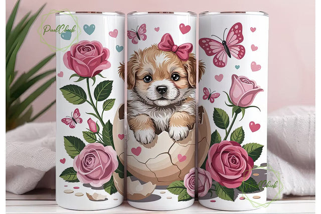 Easter Puppy Tumbler Wrap PNG Sublimation PixelChick 