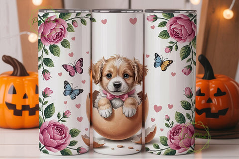 Easter Puppy Tumbler Wrap PNG Sublimation PixelChick 