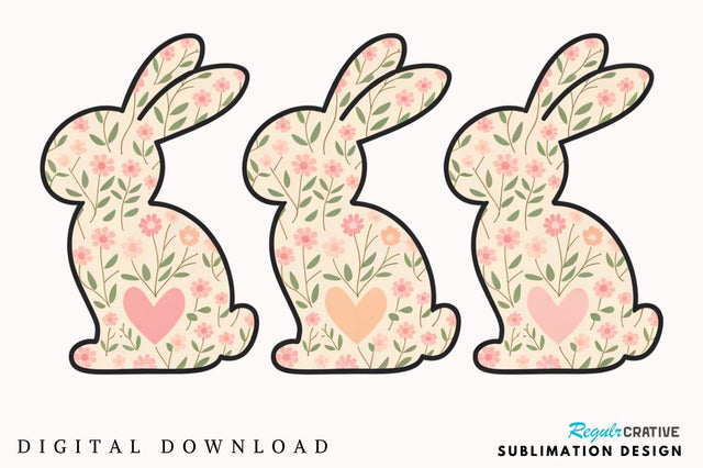 Easter Rabbit Bunny Flowers Clipart PNG, Floral Easter Bunny PNG, Girly Coquette Spring Clipart, Cute Bunny with Flowers, Pastel Rabbit Illustration, Boho Easter Bunny PNG, Retro Easter PNG Sublimation Regulrcrative 