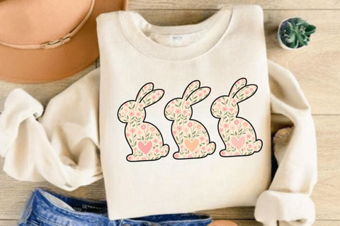 Easter Rabbit Bunny Flowers Clipart PNG, Floral Easter Bunny PNG, Girly Coquette Spring Clipart, Cute Bunny with Flowers, Pastel Rabbit Illustration, Boho Easter Bunny PNG, Retro Easter PNG Sublimation Regulrcrative 