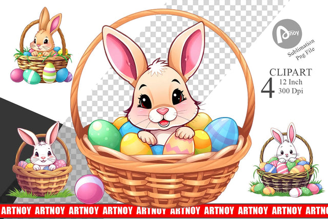 Easter Rabbit Clipart Sublimation artnoy 