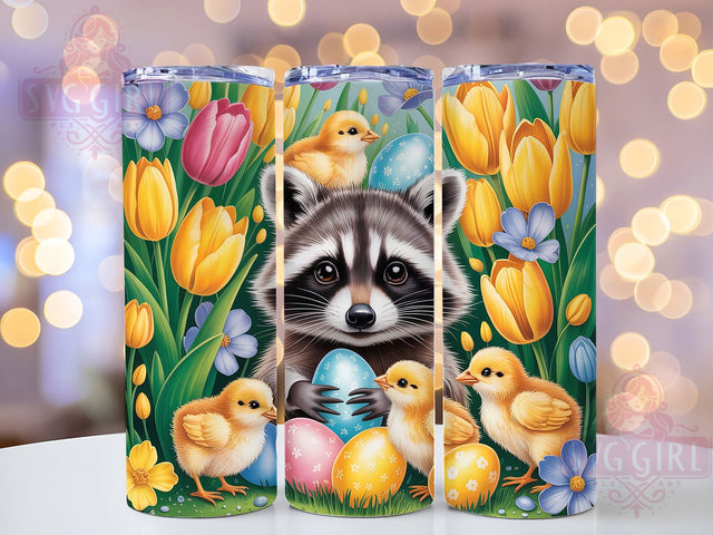 Easter Raccoon & Chicken 20oz Tumbler, Spring Chicken Cup Wrap, Cute Animal Design, Sublimation Tumbler Wrap, 20Oz Tumbler Design, Artistic Easter Cup, Stylish Raccoon Chicken Wrap Sublimation SvggirlplusArt 