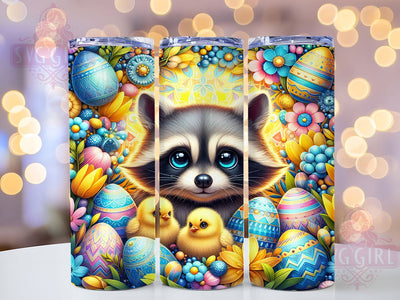 Easter Raccoon & Chicken 20oz Tumbler, Spring Chicken Cup Wrap, Cute Animal Design, Sublimation Tumbler Wrap, 20Oz Tumbler Design, Artistic Easter Cup, Stylish Raccoon Chicken Wrap Sublimation SvggirlplusArt 
