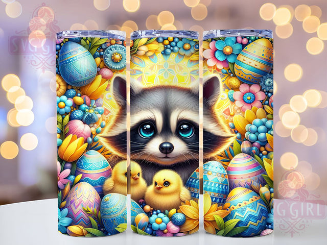 Easter Raccoon & Chicken 20oz Tumbler, Spring Chicken Cup Wrap, Cute Animal Design, Sublimation Tumbler Wrap, 20Oz Tumbler Design, Artistic Easter Cup, Stylish Raccoon Chicken Wrap Sublimation SvggirlplusArt 