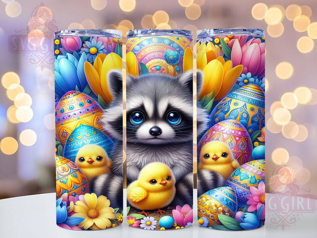 Easter Raccoon & Chicken 20oz Tumbler, Spring Chicken Cup Wrap, Cute Animal Design, Sublimation Tumbler Wrap, 20Oz Tumbler Design, Artistic Easter Cup, Stylish Raccoon Chicken Wrap Sublimation SvggirlplusArt 