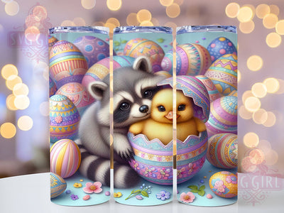 Easter Raccoon Duckling 20oz Tumbler, Duckling Cup Wrap, 3D Animal Design, Sublimation Tumbler Wrap, 20Oz Tumbler Design, Cute Easter Cup, Artistic Raccoon Duckling Wrap Sublimation SvggirlplusArt 