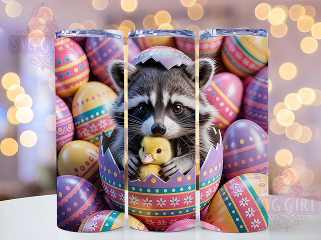 Easter Raccoon Duckling 20oz Tumbler, Duckling Cup Wrap, 3D Animal Design, Sublimation Tumbler Wrap, 20Oz Tumbler Design, Cute Easter Cup, Artistic Raccoon Duckling Wrap Sublimation SvggirlplusArt 
