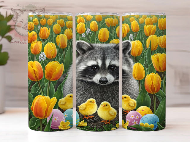 Easter Raccoon Spring 20oz Tumbler, Easter Spring Design, 20oz Sublimation Wrap, Animal Drinkware, Spring Mug, Woodland Creatures, Easter Gift Ideas Sublimation Lara' s Designs 