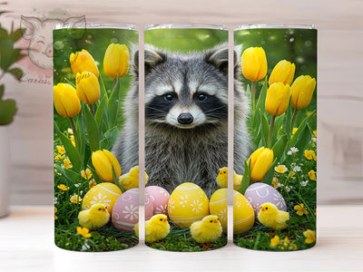 Easter Raccoon Spring 20oz Tumbler, Easter Spring Design, 20oz Sublimation Wrap, Animal Drinkware, Spring Mug, Woodland Creatures, Easter Gift Ideas Sublimation Lara' s Designs 