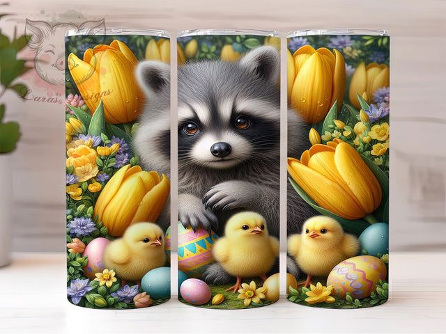 Easter Raccoon Spring 20oz Tumbler, Easter Spring Design, 20oz Sublimation Wrap, Animal Drinkware, Spring Mug, Woodland Creatures, Easter Gift Ideas Sublimation Lara' s Designs 