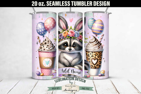 Easter Raccoon with Coffee Cups 20 oz Seamless Tumbler Sublimation Ewe-N-Me Designs 