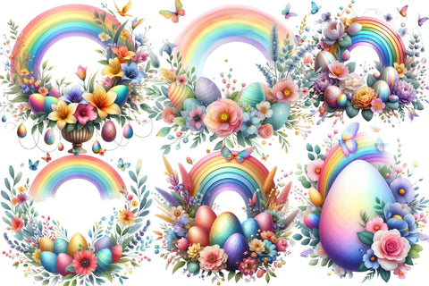 Easter Rainbows Clipart Sublimation Rupkotha 