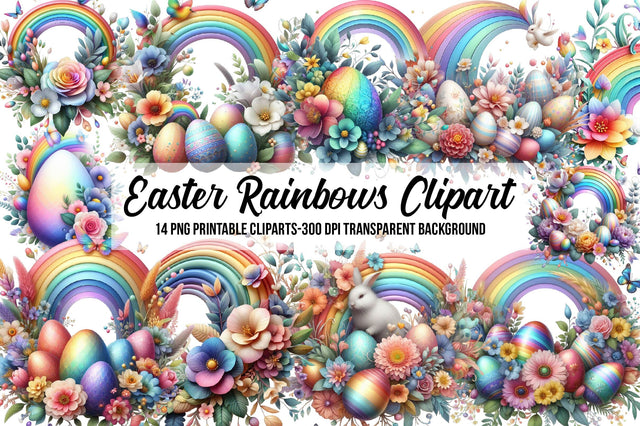 Easter Rainbows Clipart Sublimation Rupkotha 