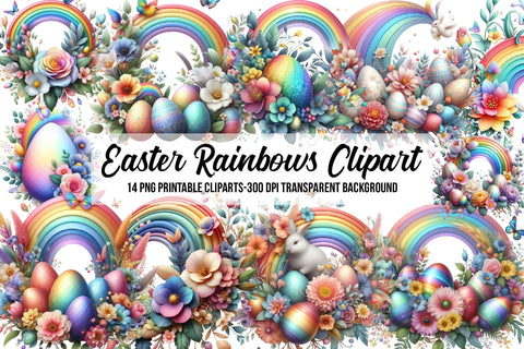 Easter Rainbows Clipart Sublimation Rupkotha 