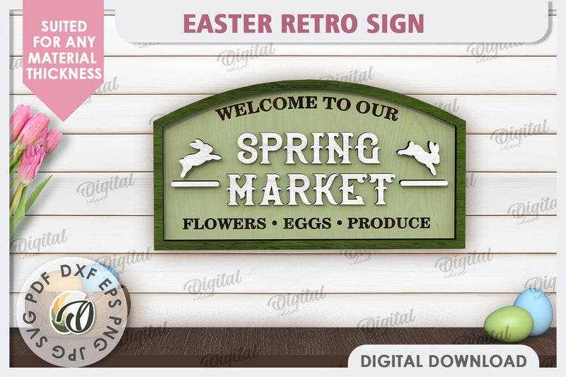 Easter Retro Sign Laser Cut. Easter Home Decor SVG SVG Evgenyia Guschina 
