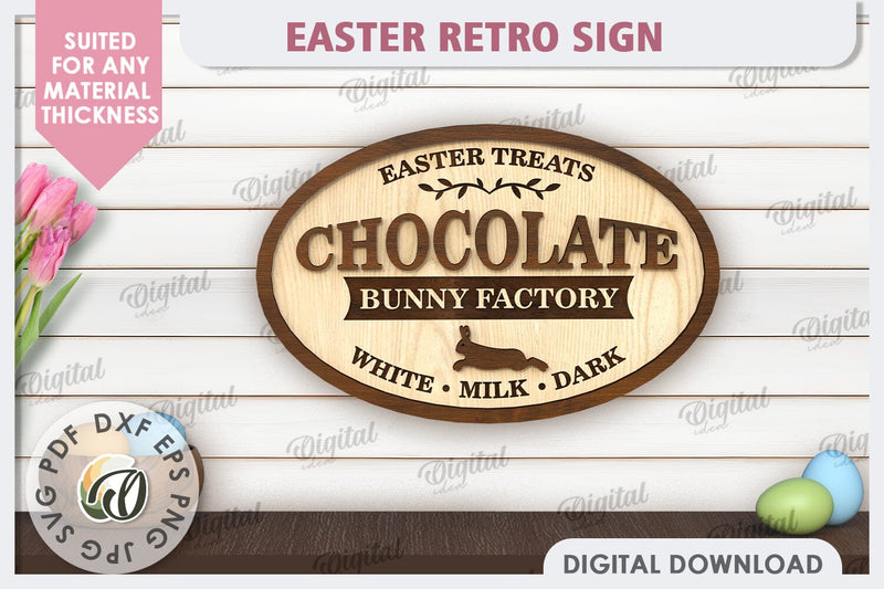 Easter Retro Sign Laser Cut. Easter Home Decor SVG SVG Evgenyia Guschina 