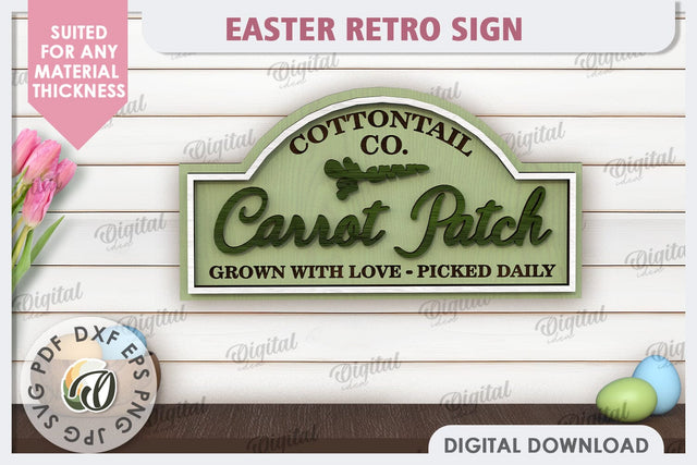 Easter Retro Sign Laser Cut. Easter Home Decor SVG SVG Evgenyia Guschina 
