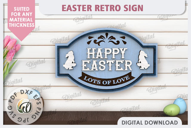 Easter Retro Sign Laser Cut. Easter Home Decor SVG SVG Evgenyia Guschina 