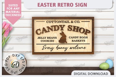 Easter Retro Sign Laser Cut. Easter Home Decor SVG SVG Evgenyia Guschina 