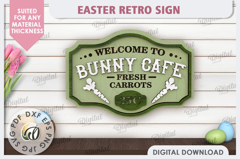 Easter Retro Sign Laser Cut. Easter Home Decor SVG SVG Evgenyia Guschina 