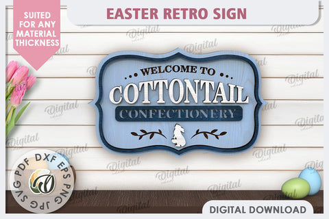 Easter Retro Signs Laser Cut Bundle. Easter Decor SVG SVG Evgenyia Guschina 
