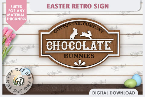 Easter Retro Signs Laser Cut Bundle. Easter Decor SVG SVG Evgenyia Guschina 