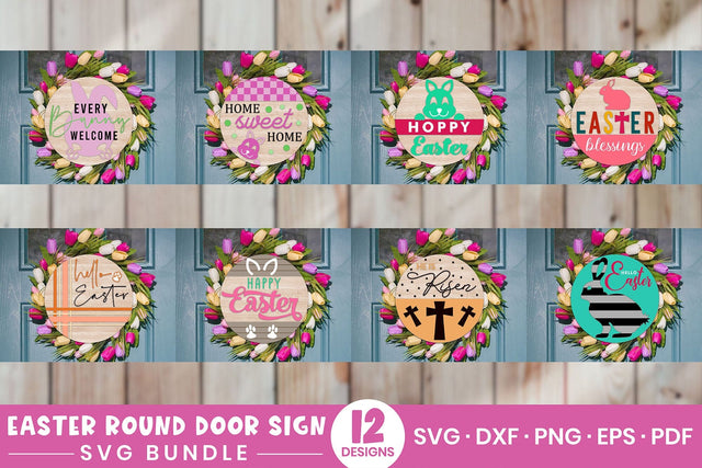 Easter Round Door Sign SVG Bundle SVG CraftLabSVG 