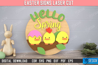 Easter Round Sign | Happy Easter | Easter Design | Home Décor | CNC File SVG Fly Design 