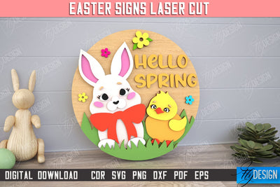 Easter Round Sign | Happy Easter | Easter Design | Home Décor | CNC File SVG Fly Design 
