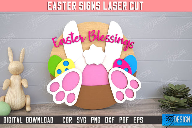 Easter Round Sign | Happy Easter | Easter Design | Home Décor | CNC File SVG Fly Design 