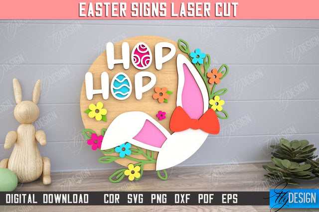 Easter Round Sign | Happy Easter | Easter Design | Home Décor | CNC File SVG Fly Design 