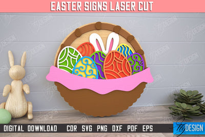 Easter Round Sign | Happy Easter | Easter Design | Home Décor | CNC File SVG Fly Design 
