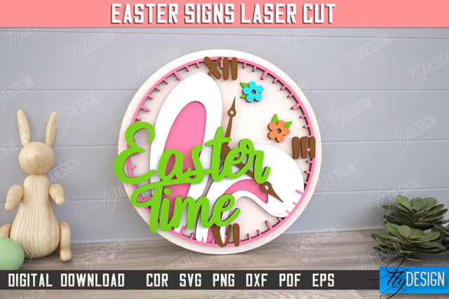 Easter Round Sign | Happy Easter | Easter Design | Home Décor | CNC File SVG Fly Design 