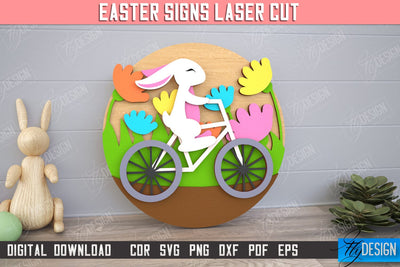 Easter Round Sign | Happy Easter | Easter Design | Home Décor | CNC File SVG Fly Design 