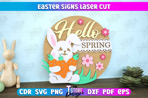 Easter Round Sign | Happy Easter | Easter Design | Home Décor | CNC File SVG The T Store Design 