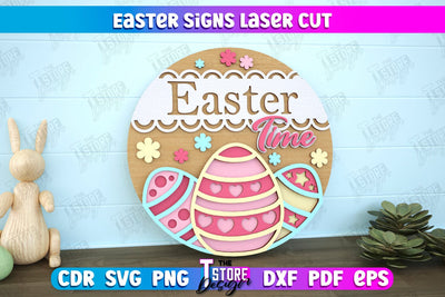 Easter Round Sign | Happy Easter | Easter Design | Home Décor | CNC File SVG The T Store Design 