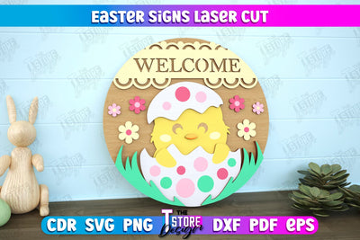 Easter Round Sign | Happy Easter | Easter Design | Home Décor | CNC File SVG The T Store Design 
