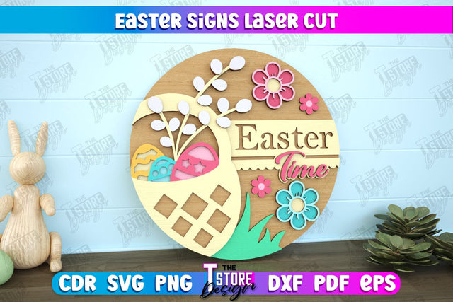 Easter Round Sign | Happy Easter | Easter Design | Home Décor | CNC File SVG The T Store Design 