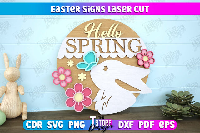 Easter Round Sign | Happy Easter | Easter Design | Home Décor | CNC File SVG The T Store Design 