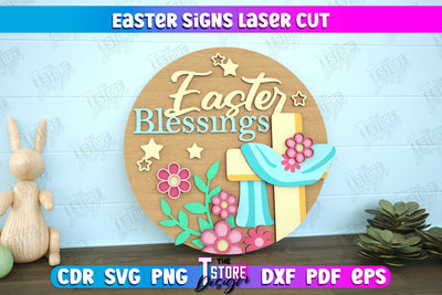 Easter Round Sign | Happy Easter | Easter Design | Home Décor | CNC File SVG The T Store Design 