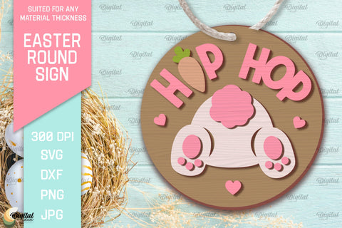 Easter Round Sign SVG Bundle. Happy Easter Sign SVG SVG Evgenyia Guschina 