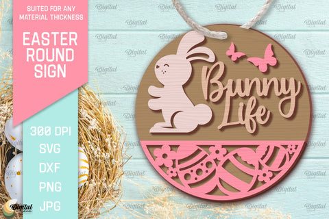 Easter Round Sign SVG Bundle. Happy Easter Sign SVG SVG Evgenyia Guschina 